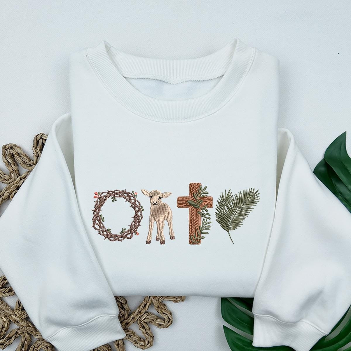 Embroidered 'He Is Risen' Design, Christian Easter Cross Embroidery Design, Christian Sweatshirt, Bible Sweatshirt, Aesthetic Sweatshirt, Christian Apparel